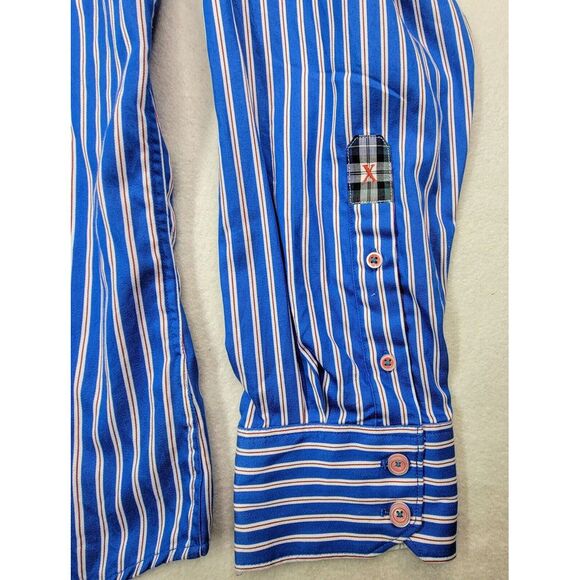 Robert Graham X Brand Shirt Mens XL Tailored Fit Plaid Accents Pin Striped Flip - Picture 4 of 10